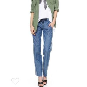 Tory Burch Size 27 Blue Mid-Rinse Allegra Ribbon Pant Pants Jeans